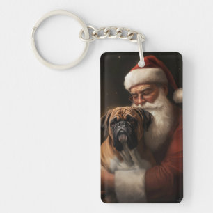 Porte-clefs Boxeur avec le Père Noël Fête de Noël