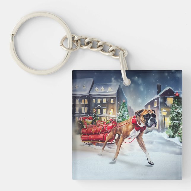 Porte-clefs Boxeur Saison des Fêtes de Noël (Devant)