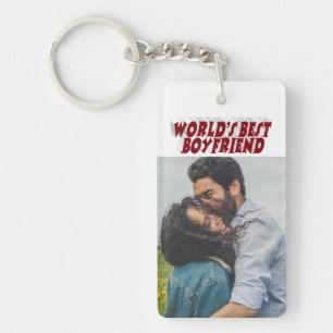 Porte-clefs Boyfriend photo bordeaux texte 3d