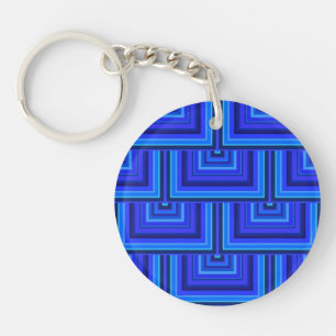 Porte-clefs Brayures bleues carré motif