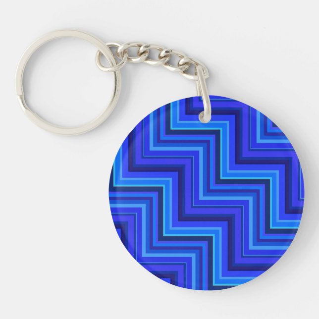Porte-clefs Brayures bleues escaliers motif (Devant)