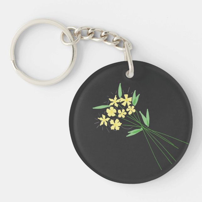 Porte-clefs "Breeze in Bloom" – Hand-Drawn Floral Keychain (Devant)