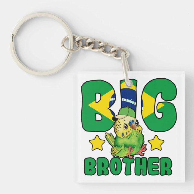 Porte-clefs Brésil Big Brother - Oiseau avec drapeau du Brésil (Devant)