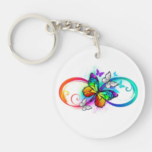 Porte-clefs Bright infinity with rainbow butterfly