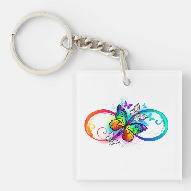 Porte-clefs Bright infinity with rainbow butterfly (Devant)