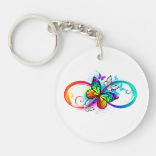 Porte-clefs Bright infinity with rainbow butterfly