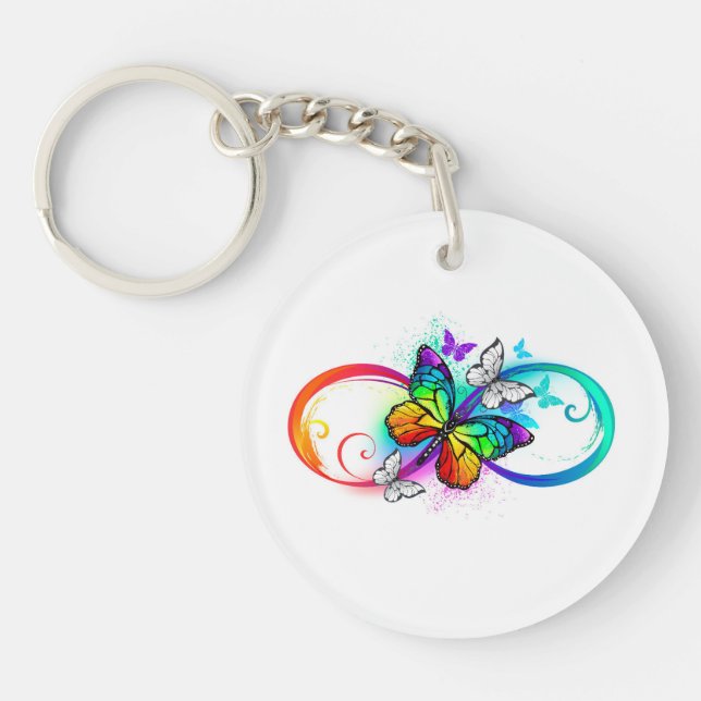 Porte-clefs Bright infinity with rainbow butterfly (Devant)