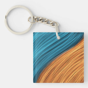 Porte-clefs Brins de lumière néon vibrants de bleu et d'orange