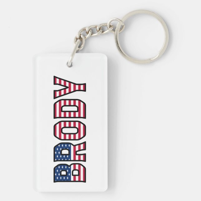 Porte-clefs Brody Name Prénom U.S. Drapeau Remorque Clé (Dos)