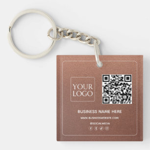 Porte-clefs Bronze Code QR personnalisé Logo d'entreprise Mé