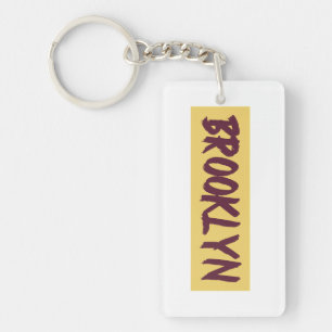 Porte-clefs Brooklyn Text Base Design sur Arrière - plan jaune