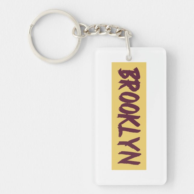Porte-clefs Brooklyn Text Base Design sur Arrière - plan jaune (Devant)