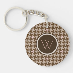 Porte-clefs Brown avec Rose Gold Accent Houndstooth Porte - cl