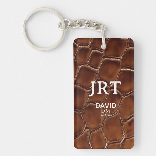 Porte-clefs  Brown Crocodile Leather Monogram (Devant)