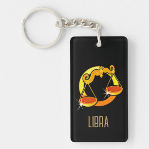Porte-clefs Brown et or Libra signe zodiaque noir