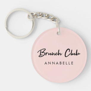 Porte-clefs Brunch Club Nom rose moderne manuscrit