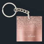 Porte-clefs Brushed metal rose Gold Pink Glitter Monogram<br><div class="desc">Rose Gold - Blush Pink Faux Foil Parties scintillant à étincelles métalliques brossé Monogramme en métal Nom Porte - clé. Cela rend le cadeau parfait pour 16 ans,  mariage,  douche nuptiale,  anniversaire,  baby shower ou bachelorette pour quelqu'un qui aime le luxe glam et les styles chic.</div>