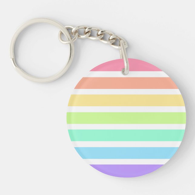Porte-clefs Bubblegum arc-en-ciel et bandes blanches (Devant)