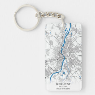 Porte-clefs Budapest Hongrie City Plan Voyage Simple Minimal