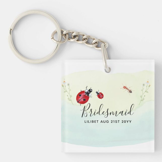 Porte-clefs BUDGET Bridesmaid Fête des filles cadeaux LADYBUGS (Devant)