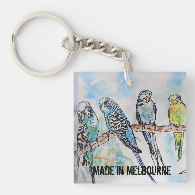 Porte-clefs Budgie Budgerigar Bird Made In Melbourne  (Devant)