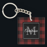 Porte-clefs Buffalo rouge abattu | Initiale personnelle | Cade<br><div class="desc">Enveloppez vos proches dans la chaleur et le charme du Red Buffalo Plaid classique avec une touche personnelle. Que ce soit pour un anniversaire,  un anniversaire ou juste pour montrer à quelqu'un qui vous tient à coeur,  ce cadeau personnalisable fera certainement une impression durable.</div>