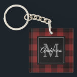 Porte-clefs Buffalo rouge abattu | Initiale personnelle | Cade<br><div class="desc">Enveloppez vos proches dans la chaleur et le charme du Red Buffalo Plaid classique avec une touche personnelle. Que ce soit pour un anniversaire,  un anniversaire ou juste pour montrer à quelqu'un qui vous tient à coeur,  ce cadeau personnalisable fera certainement une impression durable.</div>