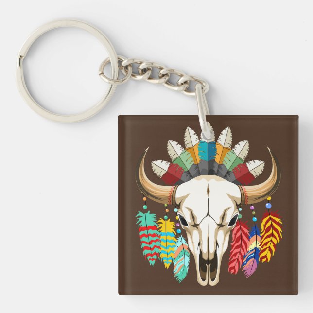 Porte-clefs Buffalo Skull Native American Emblem (Devant)