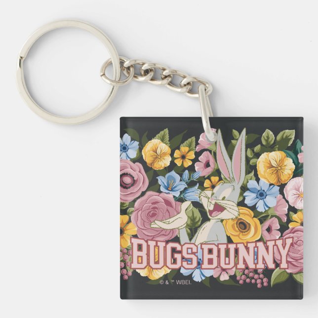 Porte-clefs BUGS BUNNY™ Broderie Florale Graphique (Devant)