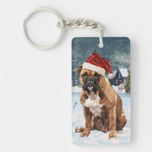 Porte-clefs Bull Mastiff Chien hiver Merveilles pays Noël Joie