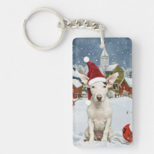 Porte-clefs Bull Terrier Chien Winter Wonderland Noël Joie