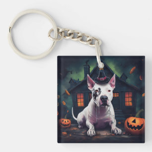Porte-clefs Bull Terrier Citrouilles Halloween Épouvantable
