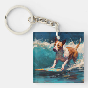 Porte-clefs Bull Terrier Plage Surf Peinture