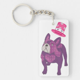 Porte-clefs Bulldog français avec chemise cylindrique