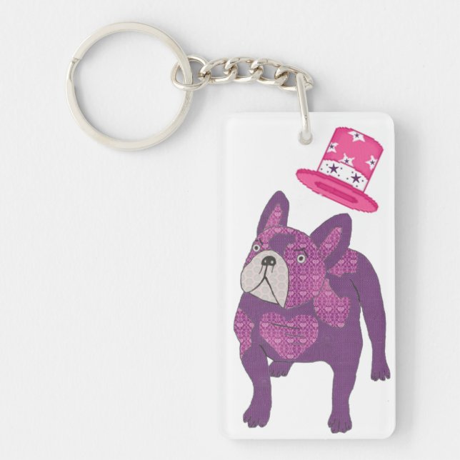 Porte-clefs Bulldog français avec chemise cylindrique (Devant)