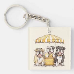 Porte-clefs Bulldogs Anglais Courant Un Stand De Lemonade