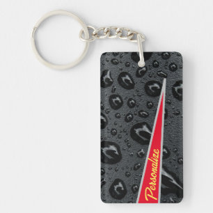 Porte-clefs Bulles noires modernes et tendance Feu rouge perso