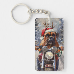 Porte-clefs Bullmastiff à moto Noël