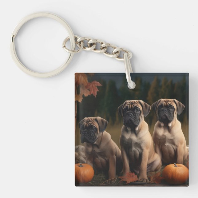 Porte-clefs Bullmastiff Chiot Automne Citrouille de plaisir (Devant)