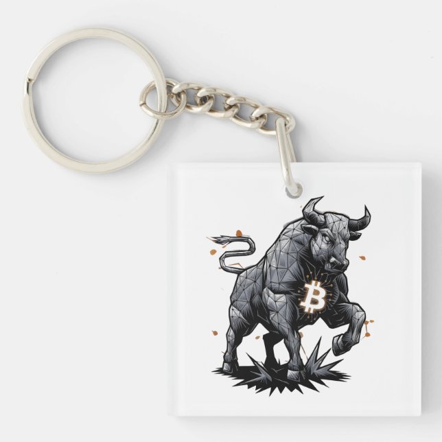 Porte-clefs Bullrun crypto bull bitcoin -Modifier le code Qr (Devant)