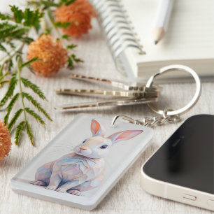 Porte-clefs Bunny Basse-Poly Pastel