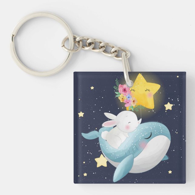 Porte-clefs Bunny Riding Un Porte - clé De Baleine (Devant)