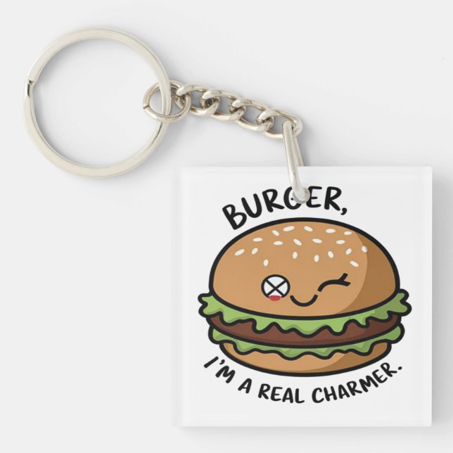 Porte-clefs Burger Je suis un vrai Charmer (Devant)