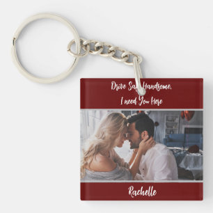 Porte-clefs Burgundy Drive Safe Photo Cadeau Mari Petit ami
