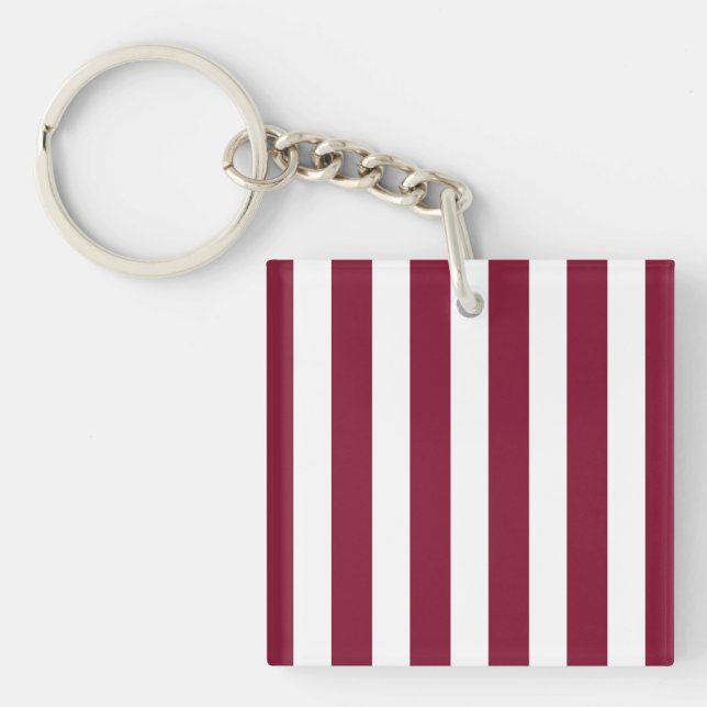 Porte-clefs Burgundy et blanc rayures de bonbons (Devant)