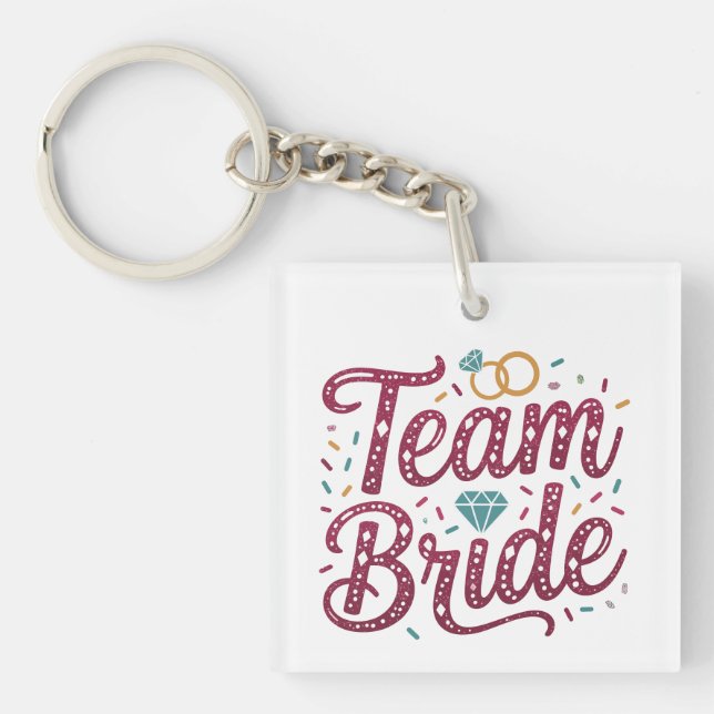 Porte-clefs Burgundy Glitter Team Bride Wedding Party Keychain (Devant)