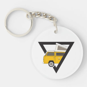 Porte-clefs bus jaune classique triangle