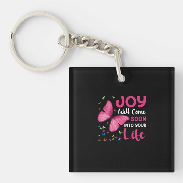 Porte-clefs Butterfly Gift | Joy Will Come Soon (Devant)