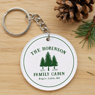 Porte-clefs Cabine de Famille Rustique Campagne Pin Arbre Vert