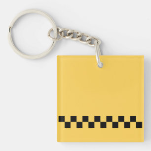 Porte-clefs Cabine jaune à damiers motif